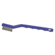 Small Hand Scratch Brush, 7-1/2 in, 3 X 7 Rows, Stainless Steel Wire, Curved Plastic Handle