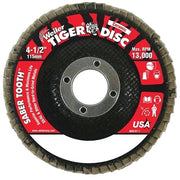 Saber Tooth Ceramic Flap Discs, 4 1/2 in, 40 Grit, 7/8 in Arbor, 13,000 rpm