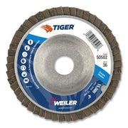 Tiger Disc Angled Style Flap Discs, 4 in, 36 Grit, 5/8 Arbor, Aluminum Back