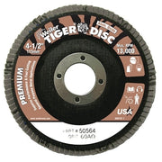 Tiger Disc Angled Style Flap Discs, 4 1/2",60 Grit,7/8 Arbor,Phenolic Back,Alum