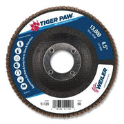 Tiger Paw TY29 Coated Abrasive Flap Disc, 4-1/2 in, 60 Grit, 7/8 Arbor, 13,000 RPM