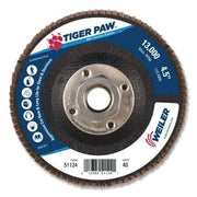 Tiger Paw TY29 Coated Abrasive Flap Disc, 4 -1/2 in dia, 40 Grit, 5/8 in-11, 13000 rpm