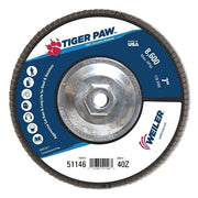 Tiger Paw TY29 Coated Abrasive Flap Discs, 7", 40 Grit, 5/8 Arbor, 8,600 RPM