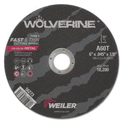 Wolverine Cut-Off Wheel, Type 1, AO, 6 in dia x 1/4 in Arbor x 1/8 in Thick, 36T, 50 EA/BX