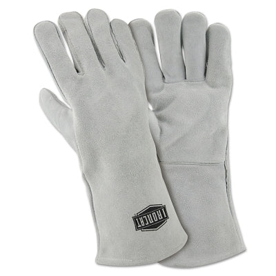 Shoulder Split Cowhide Welding Gloves, Cotton; Cowhide; Polyester, Large, Gray