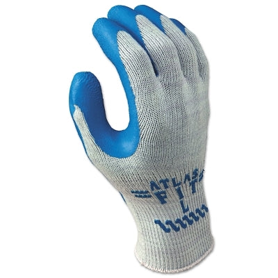 ATLAS 300 General Purpose Latex Coated Fingers/Palm Gloves, Medium, Blue/Gray