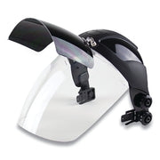 DP4 Series Multi-Purpose Faceshield, Flip-Up IR Window & Unv Hard Hat Slot Adaptor, AF/Clear, Sh 5 IR, 9 in H x 12.125 in L