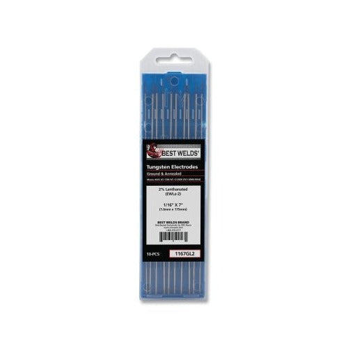 2%anthanated Tungsten Electrode, 1/16 in x 7 in, 10 PK
