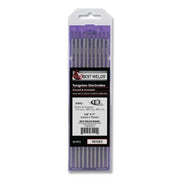 E3 Tungsten Electrode, 1/8 in dia x 7 in L, 10 PK