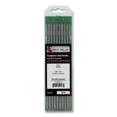Pure Ground Tungsten Electrode, 1/8 in x 7 in, 10 PK