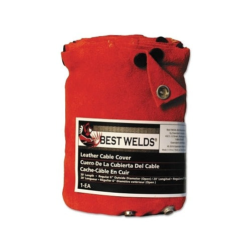 Best Welds Cable Cover with Snaps large leather 4 in x 20 ft rolled orange-brown with Best Welds label and snaps