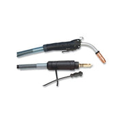 Best Welds MIG Gun 250 A 15 ft cable Miller connector 0.035 in wire, curved neck torch and power adapter shown