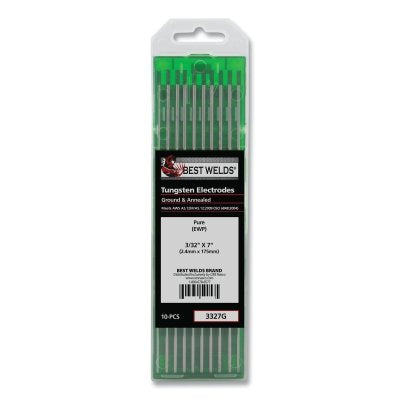 Pure Ground Tungsten Electrode, 3/32 in x 7 in, 10 PK