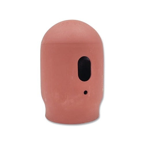 Best Welds cylinder cap 3-1/8 in-11 fine thread for high pressure cylinders, pink/red rubber dome cap with oval slot