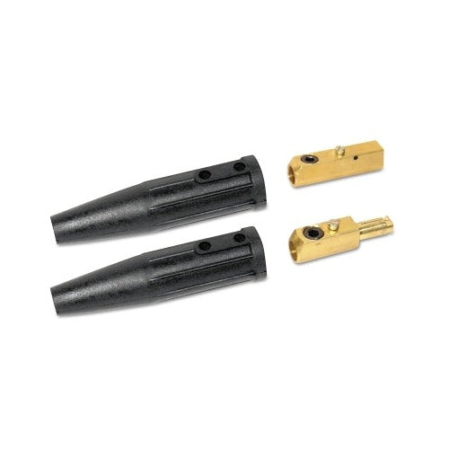 Best Welds LC10 cable connector male and female pair, #4 AWG, black rubber boot with brass ball-point welding cable connector