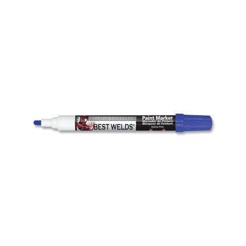 Best Welds Paint Marker reversible bullet tip blue cap and tip, xylene-free label on black barrel