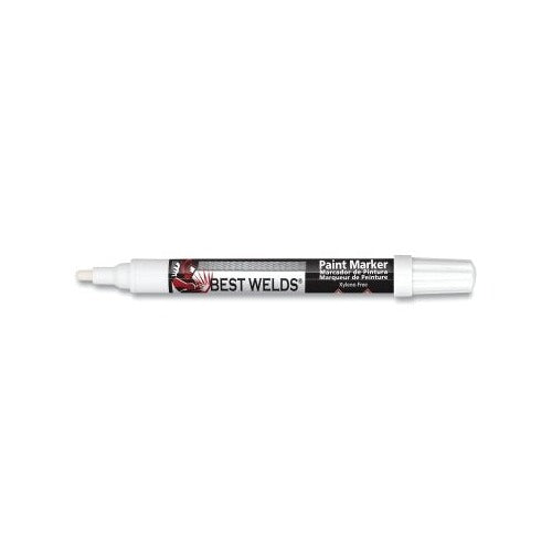 Best Welds Paint Marker reversible bullet tip white cap and tip, xylene-free label on black barrel