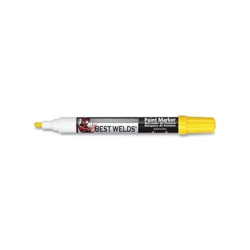 Best Welds Paint Marker reversible bullet tip yellow cap and tip, xylene-free label on barrel