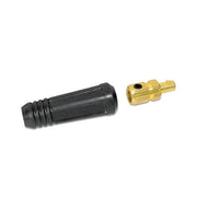 Best Welds Dinse-style cable plug and socket male, #1 to 1/0 AWG, black rubber housing and brass ball-point connector