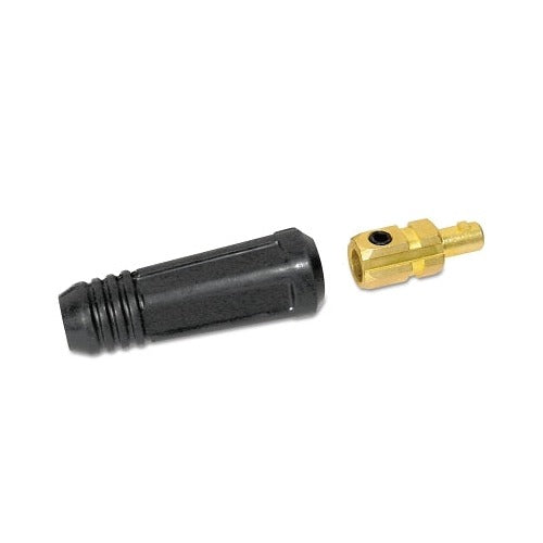 Best Welds Dinse-style cable plug and socket male, #1 to 1/0 AWG, black rubber housing and brass ball-point connector