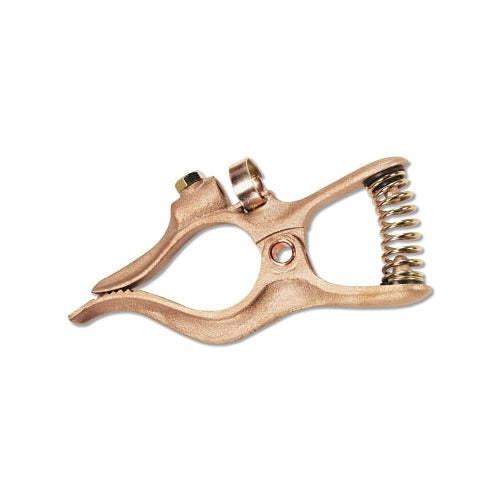 Best Welds ground clamp 500A Tweco style thru 4/0, bronze spring-loaded C-clamp body with cable lug and coil spring