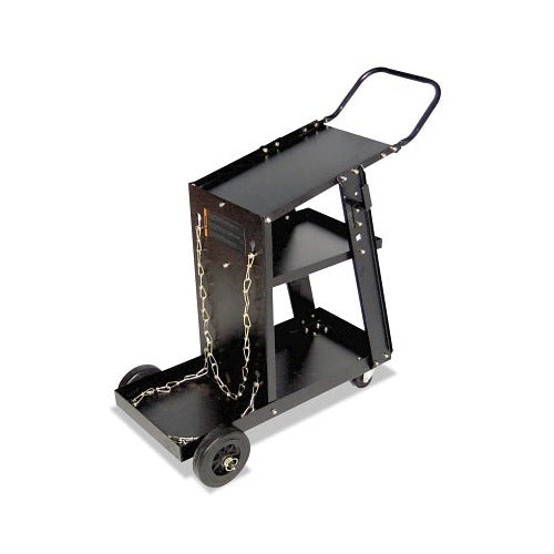Best Welds MIG Welding Cart 12-1/4 in x 33 in black steel 3 shelves 125 lb cap, chain restraint and caster wheels