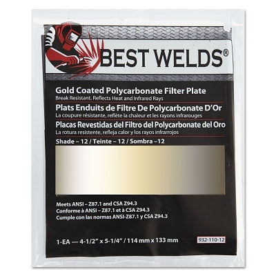 Gold Coated Filter Plate, Gold/12, 4-1/2 in x 5-1/4 in, Polycarbonate
