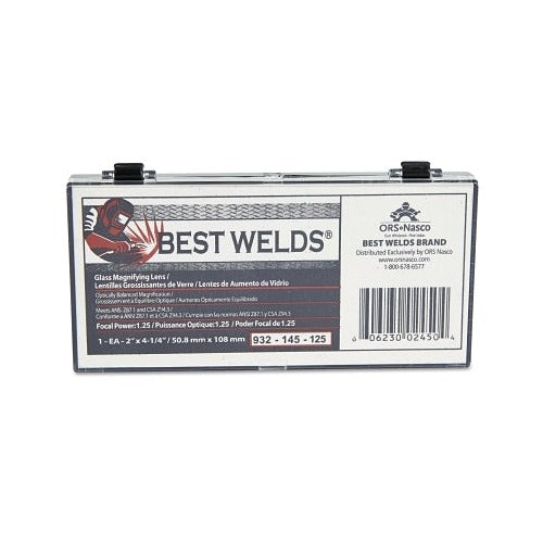 Best Welds glass magnifier plate 2 x 4-1/4 in 1.25 diopter clear packaged in clamshell case welding magnifying lens