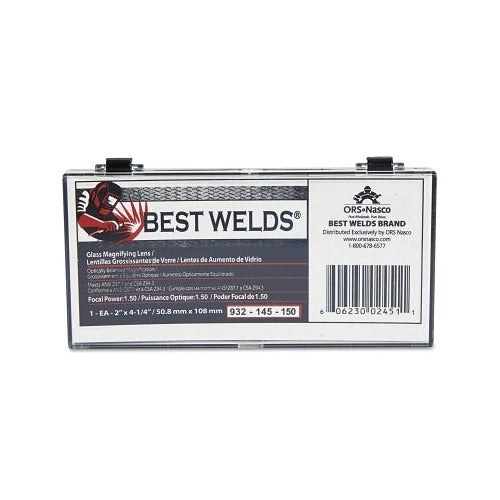 Best Welds glass magnifier plate 2 x 4-1/4 in 1.50 diopter clear packaged in clamshell case welding magnifying lens