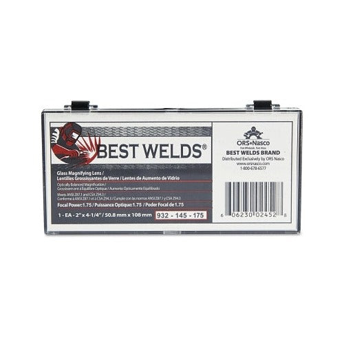 Best Welds glass magnifier plate 2 x 4-1/4 in 1.75 diopter clear packaged in clamshell case welding magnifying lens
