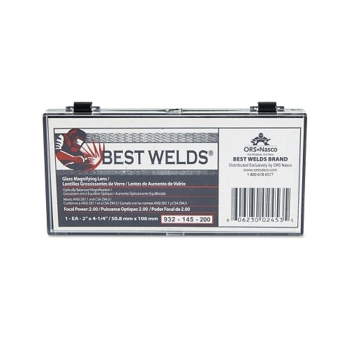 Best Welds glass magnifier plate 2 x 4-1/4 in 2.00 diopter clear packaged in clamshell case welding magnifying lens