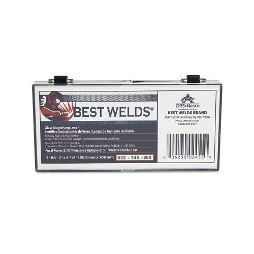 Best Welds glass magnifier plate 2 x 4-1/4 in 2.50 diopter clear packaged in clamshell case welding magnifying lens