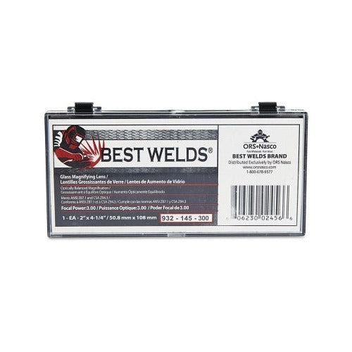 Best Welds glass magnifier plate 2 x 4-1/4 in 3.00 diopter clear packaged in clamshell case welding magnifying lens