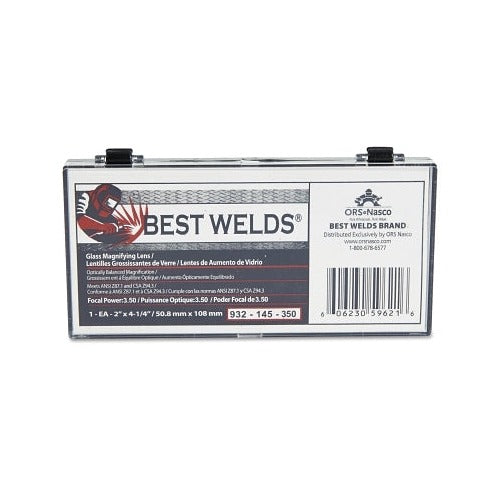 Best Welds glass magnifier plate 2 x 4-1/4 in 3.50 diopter clear packaged in clamshell case welding magnifying lens