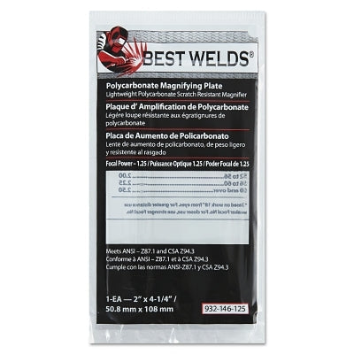 Plastic Magnifier Plate, 2 in x 4-1/4 in, 1.25 Diopter, Polycarbonate, Clear