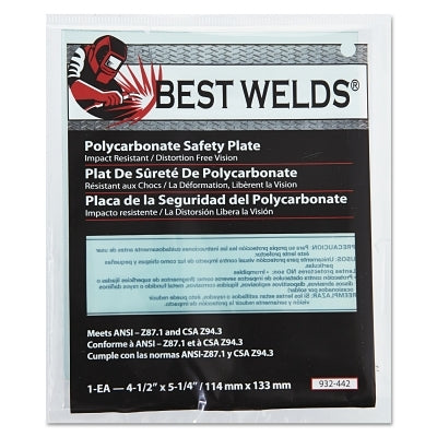 Safety Plate, 4-1/2 in x 5-1/4 in, Polycarbonate, Clear