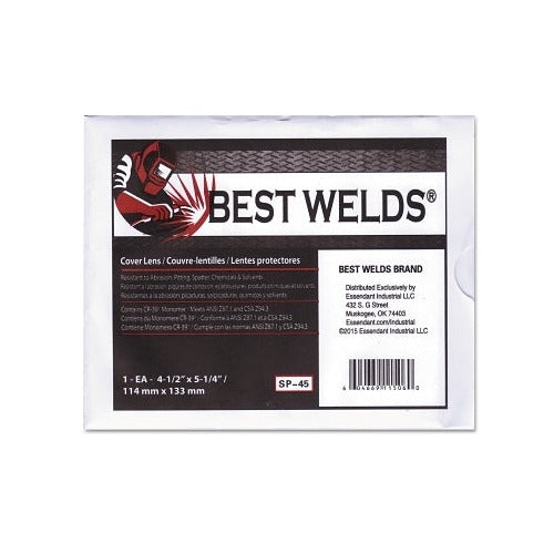 Best Welds SP-45 cover lens 5-1/4 x 4-1/2 in CR-39 plastic, scratch and static resistant, retail package front view