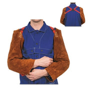 Leather Sleeves, 23 in L, Snaps Closure, One Size Fits Most, Lava Brown