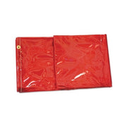 Best Welds welding curtain 6x8 ft 14 mil PVC orange folded flat with brass grommet corner visible