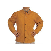 Best Welds split cowhide leather welding jacket X-Large golden brown, full snap-front with collar and long sleeves