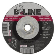 Depressed Center Grinding Wheel, 4-1/2 in dia, 5/8 in-11 Arbor, 1/4 in Thick, 24 Grit, Aluminum Oxide
