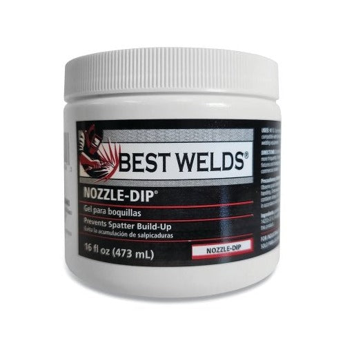 Best Welds Nozzle-Dip anti-spatter gel 16 oz 473 mL white plastic jar prevents spatter build-up welding supply