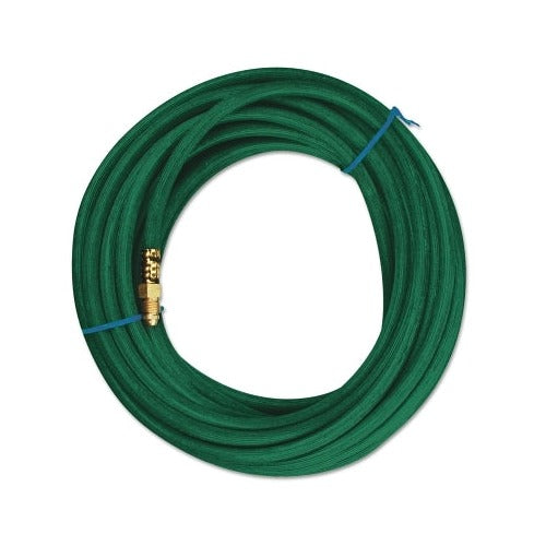 Best Welds inert gas welding hose 1/4 in x 100 ft, green coiled single-line hose with brass fitting, argon