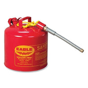 Safety Can, Type II, 5 gal, 24-ga Galvanized Steel, Flammables, Red