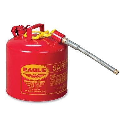 Safety Can, Type II, 5 gal, 24-ga Galvanized Steel, Flammables, Red