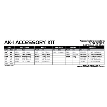 2 Series Accessory Kit for CK9 / CK20 Style TIG Torches