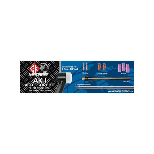 CK Accessory Kit AK-1A 2 Series TIG torch kit with collets collet bodies ceramic cups and tungsten electrodes