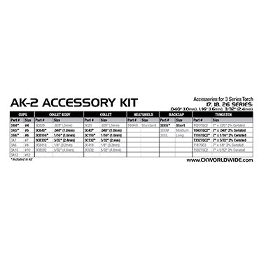 2 Series Accessory Kit for CK17 / CK18 / CK26 Style TIG Torches AK-2