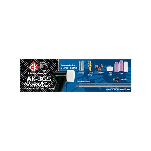 CK Accessory Kit 3 Series AK-3GS for CK17 CK18 CK26 TIG torches collets collet body adapters heat shield cups