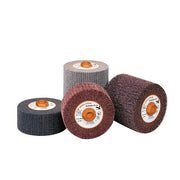 Walter 07M343 Blendex Drum 4-1/4" x 4" medium, maroon non-woven, orange hub, 5/8"-11 arbor, surface conditioning drum